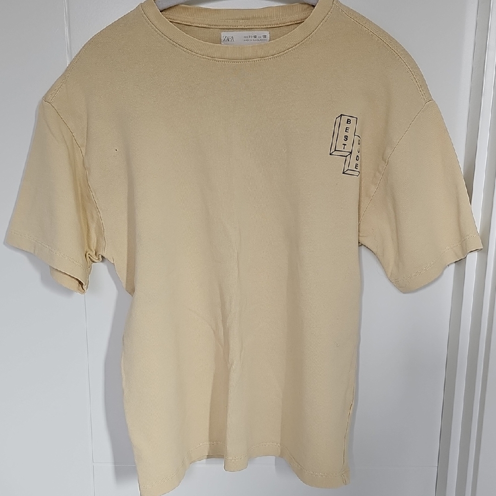Zara Kids Soft Yellow Graphic T-Shirt Sz 11/12